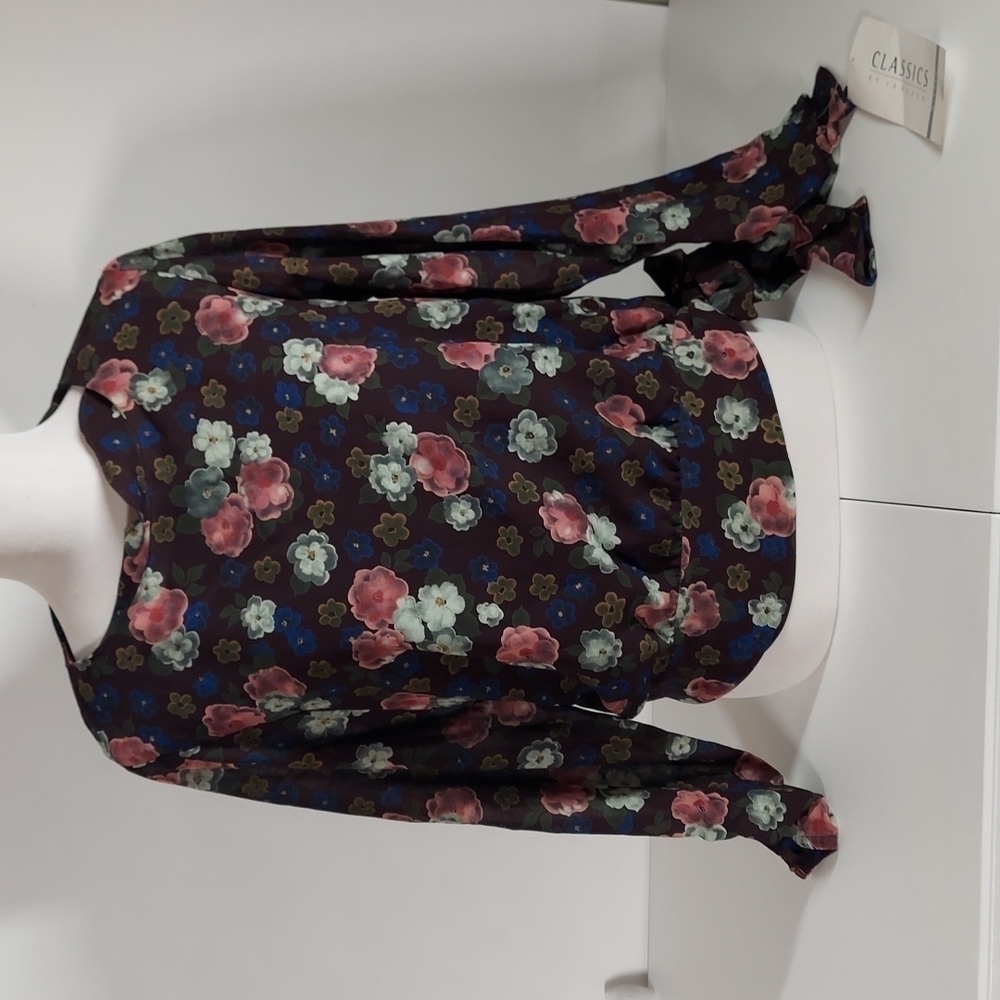 Classics By Jantzen Long Sleeve Floral Blouse Size 10